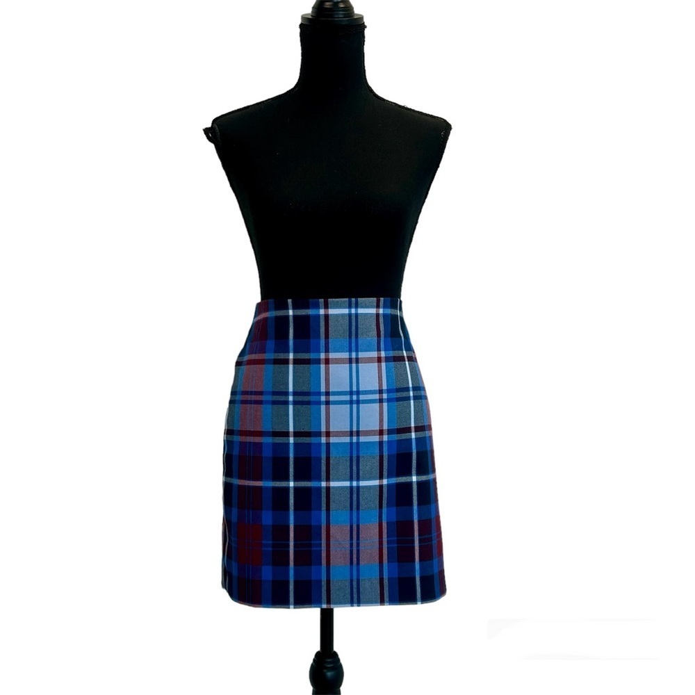 Tommy Hilfiger blue red plaid check mini skirt Sz 6